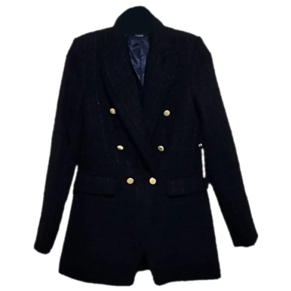 JASON WU Mid Black tweed w/sparkling Lurex threads gold crest buttons Price Firm